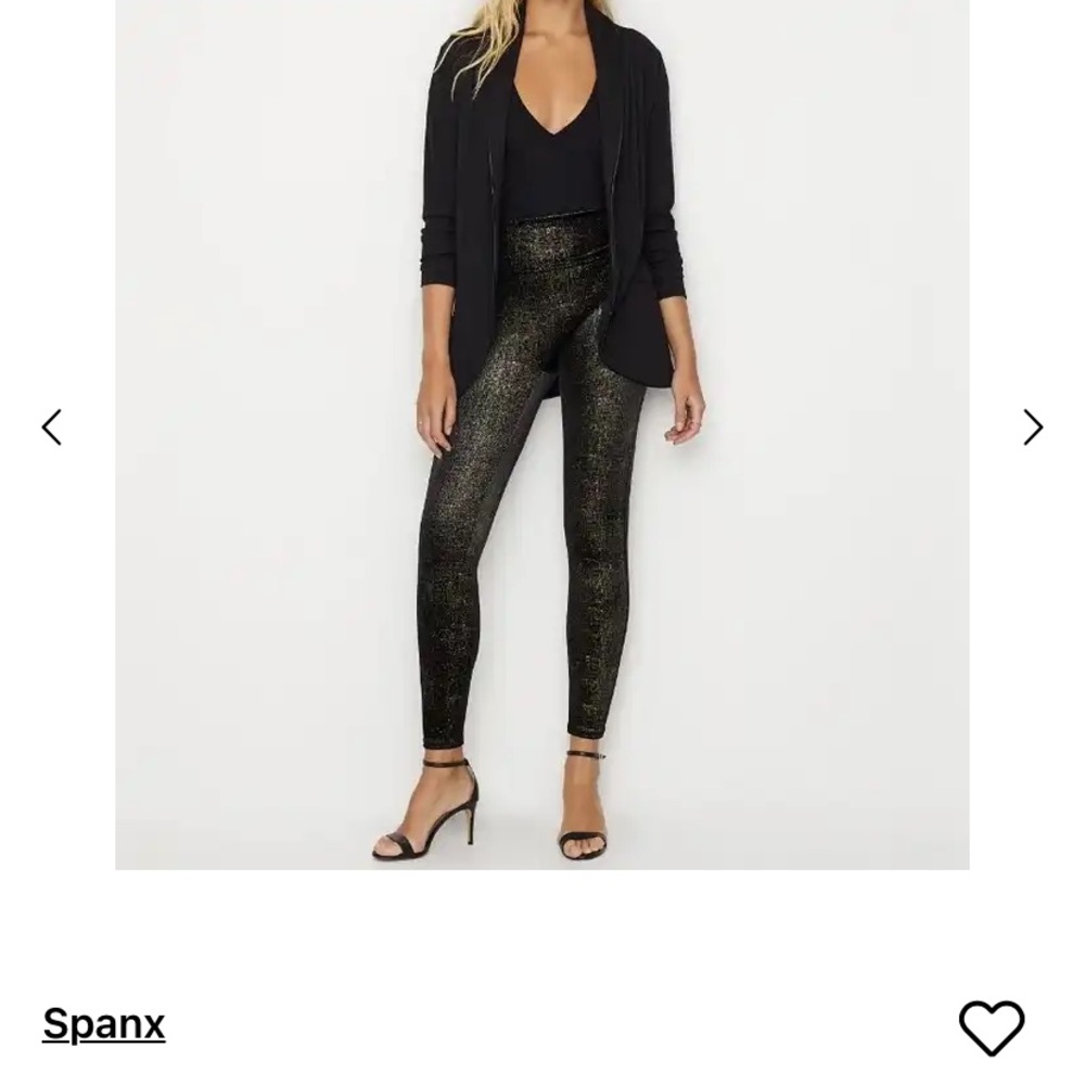 NWT Spanx Velvet Shine Black/Gold Leggings!